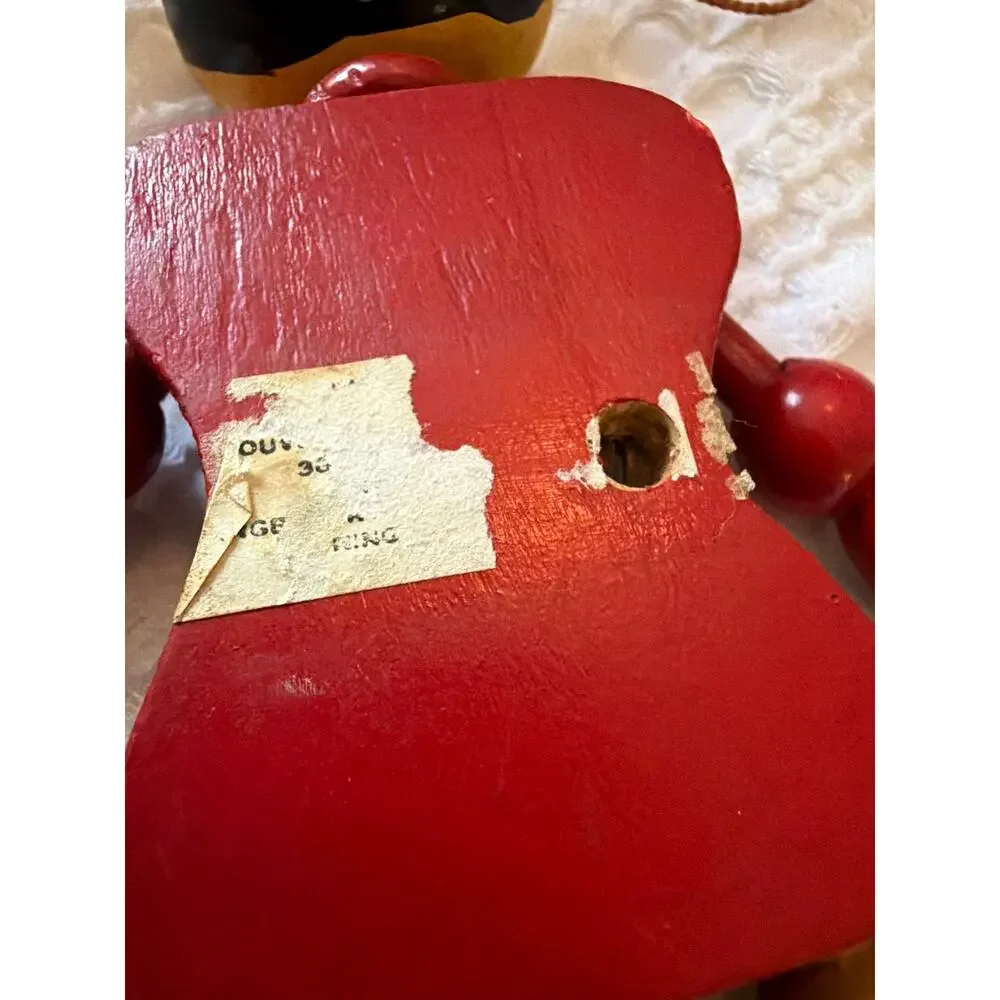Vintage Wooden Jumping Jack Cat Pull String Hand Painted Folk Art Toy 7